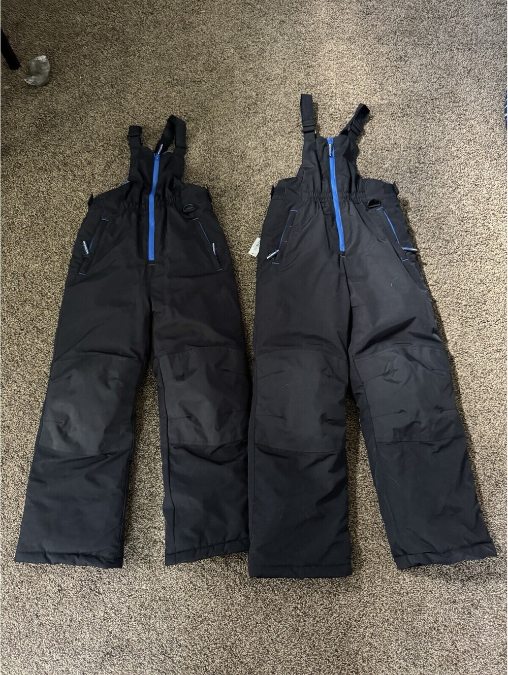 LOT 2 Amazon Essentials boys Water-Resistant Snow Bibs M(8) And L(10)